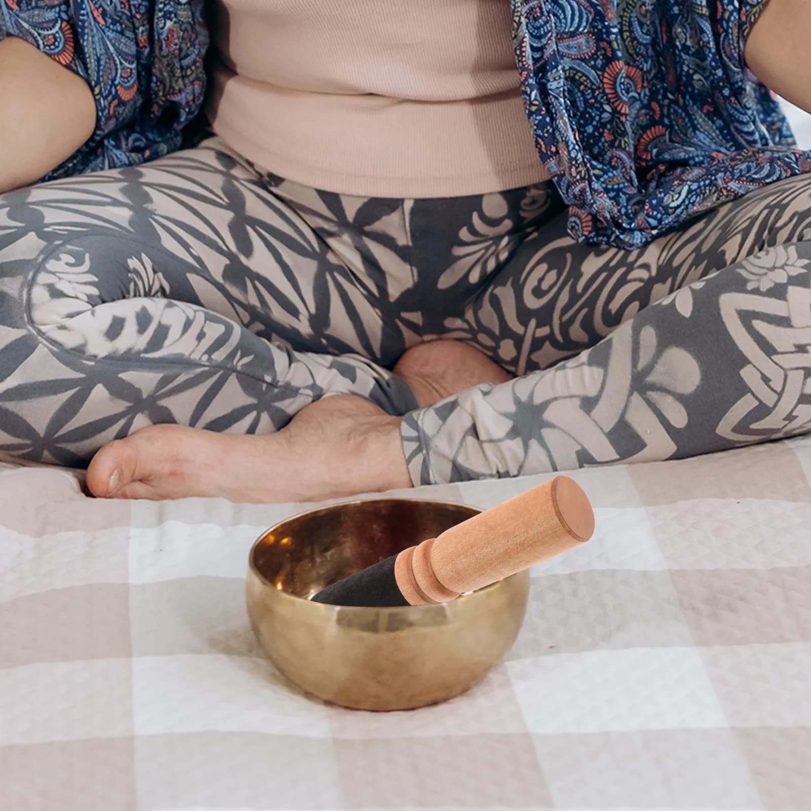 Singing Bowl Mallet Small Buddha Sound Bowl Stick Wooden Meditation Tool for Yoga Sound Healing Therapy Portable Lightweight
