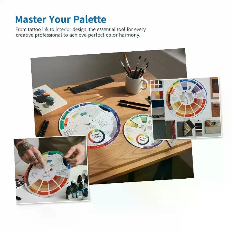 2Pcs Color Paper Card Wheel Three Tier Design Mix Guide Round Central Circle Rotates For Nails Microblading Tattoo Makeup Suppli