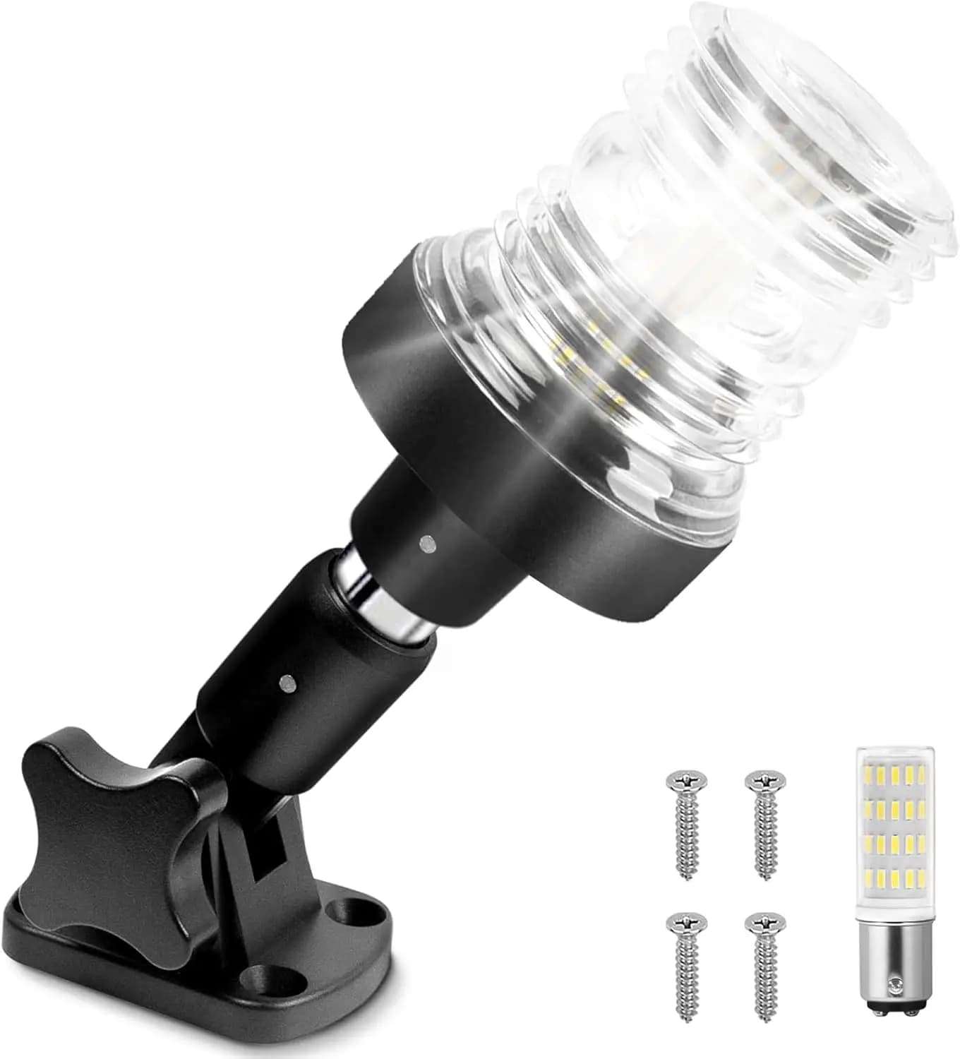 Luci di Poppa per Barche, Luce di Ancoraggio LED Bianca Pieghevole IP67 Impermeabile per Imbarcazioni Marine, Pontoni, Pesca, Barche Bass e Jon (6 Pollici)