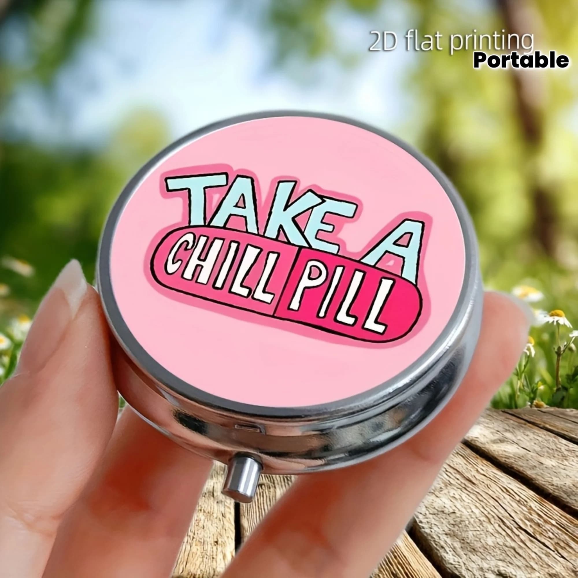 1. Relax with This 3-Compartment Round Pill Box, a Portable Medicine Organizer Suitable for Daily Vitamins, Supplements, and Other Small Pills, with a Vibrating Function
