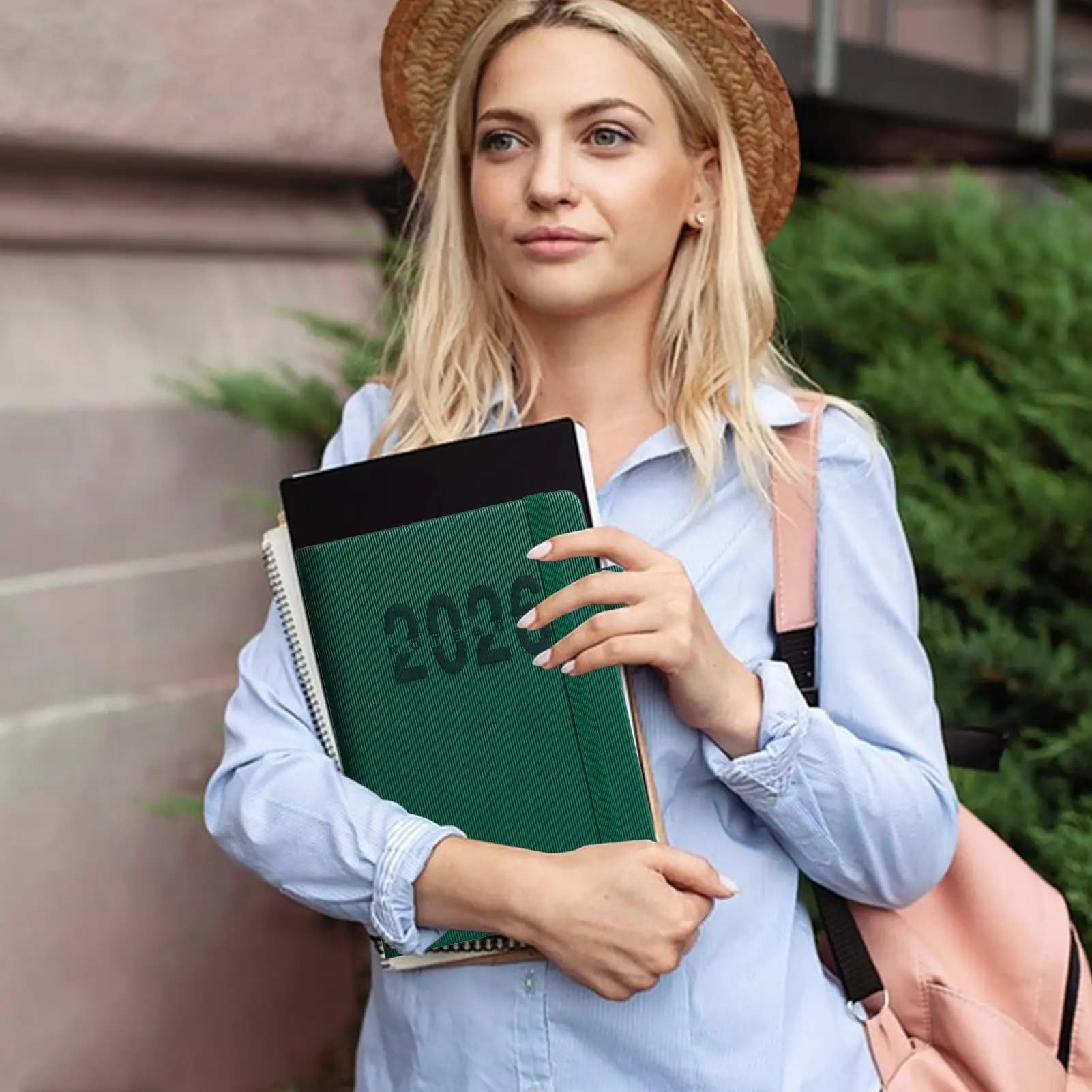 Agenda Libro 2026 Agenda Planner con cinturino A5 Notebook inglese Diario a strisce verticali per viaggi d'affari accademici fitness