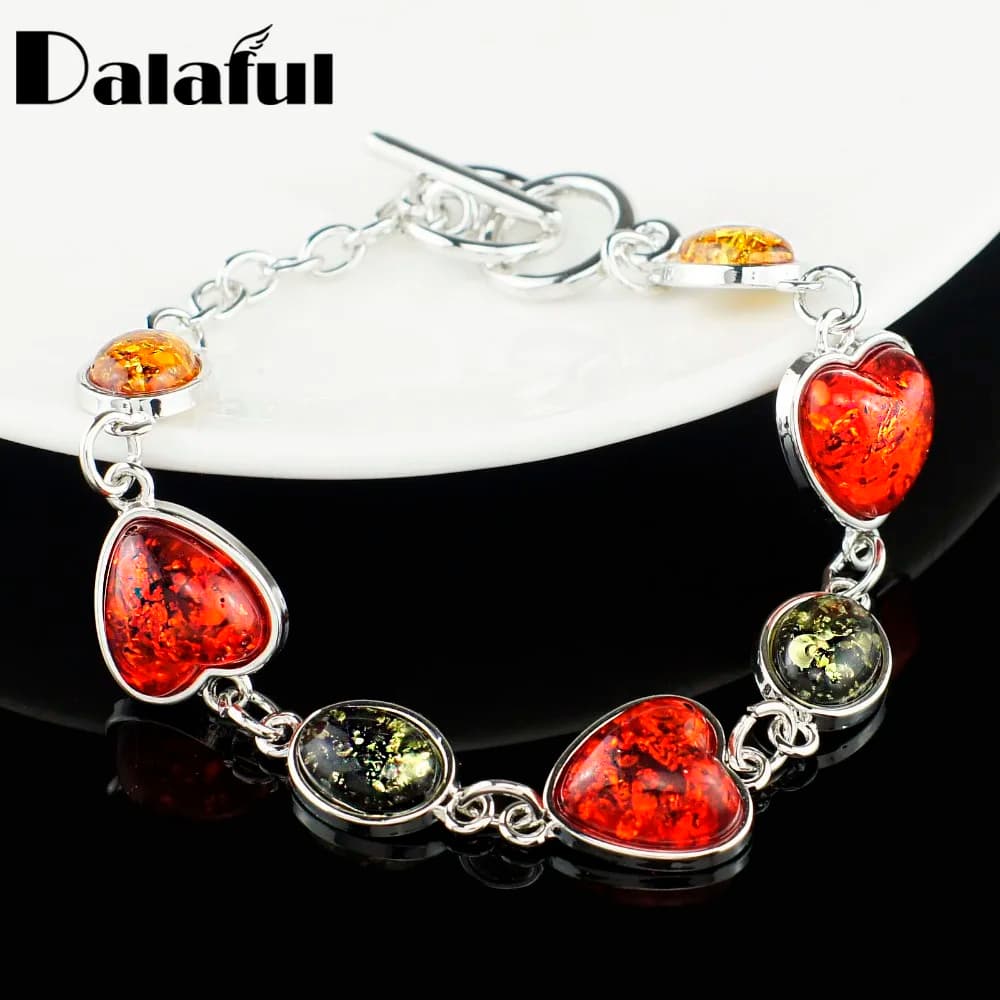 Elegante braccialetto rigido con collegamento Chic Multicolor in Flossy sintetico simulato baltico per gioielli da donna per ragazze L81701