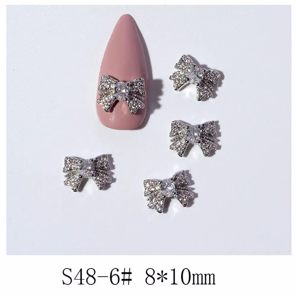 Bowknots Diamond Crystal Glass Stone Pearl Bow Nail Rhinestones DIY Nail Art Decorations Manicure Tools Butterfly Nail Jewelry