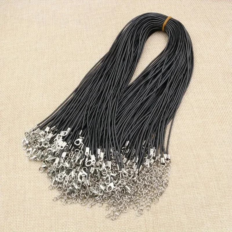 20 collane di corda intrecciata in pelle nera da 45 cm con catena di estensione da 5 cm con chiusura a moschettone catene di gioielli fai da te