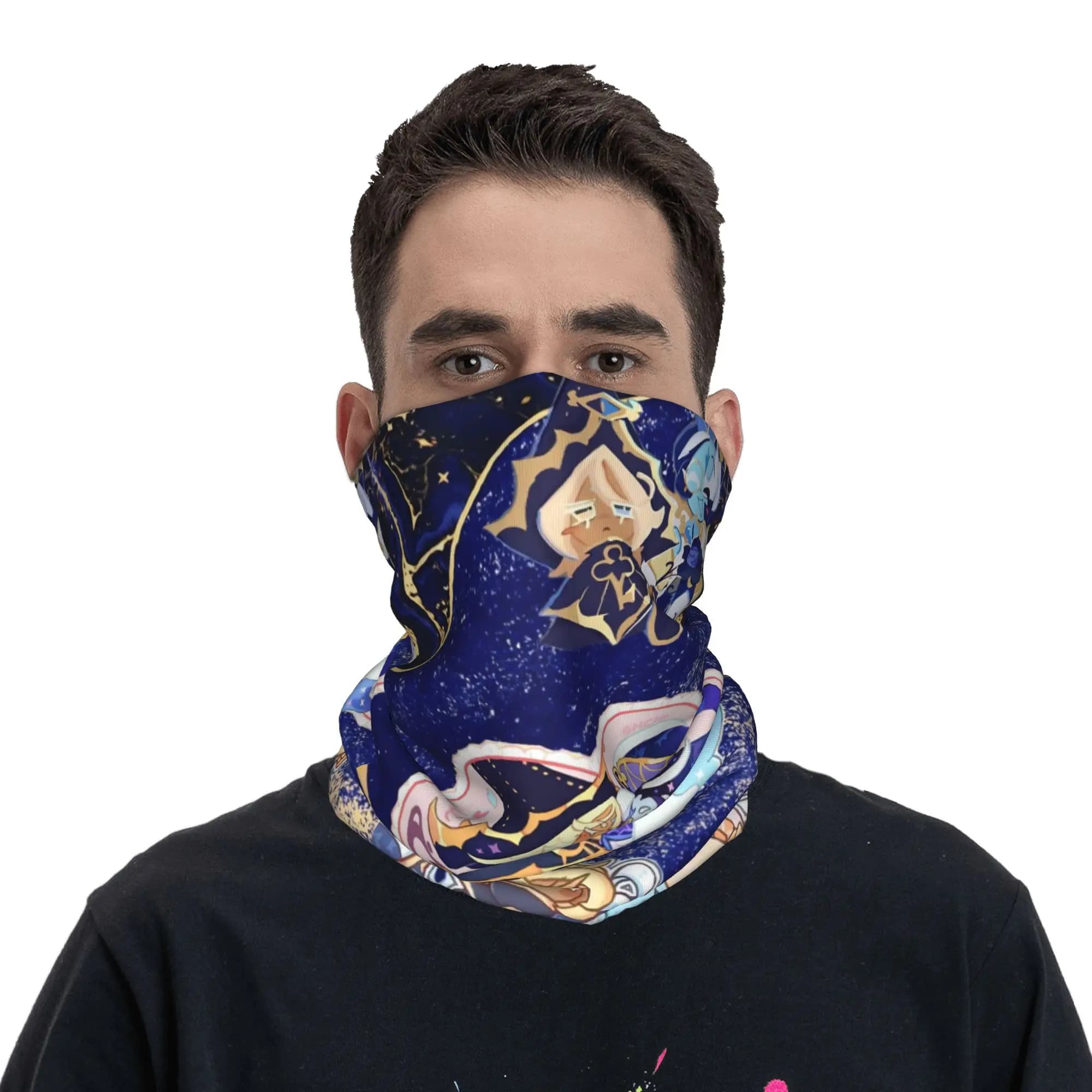 Bandana Shadow Milk Cookie Pure Vanilla Cookie, Copricollo Stampato Cookie Run Kingdom, Balaclava, Maschera per il Viso, Sciarpa per Uomini e Donne