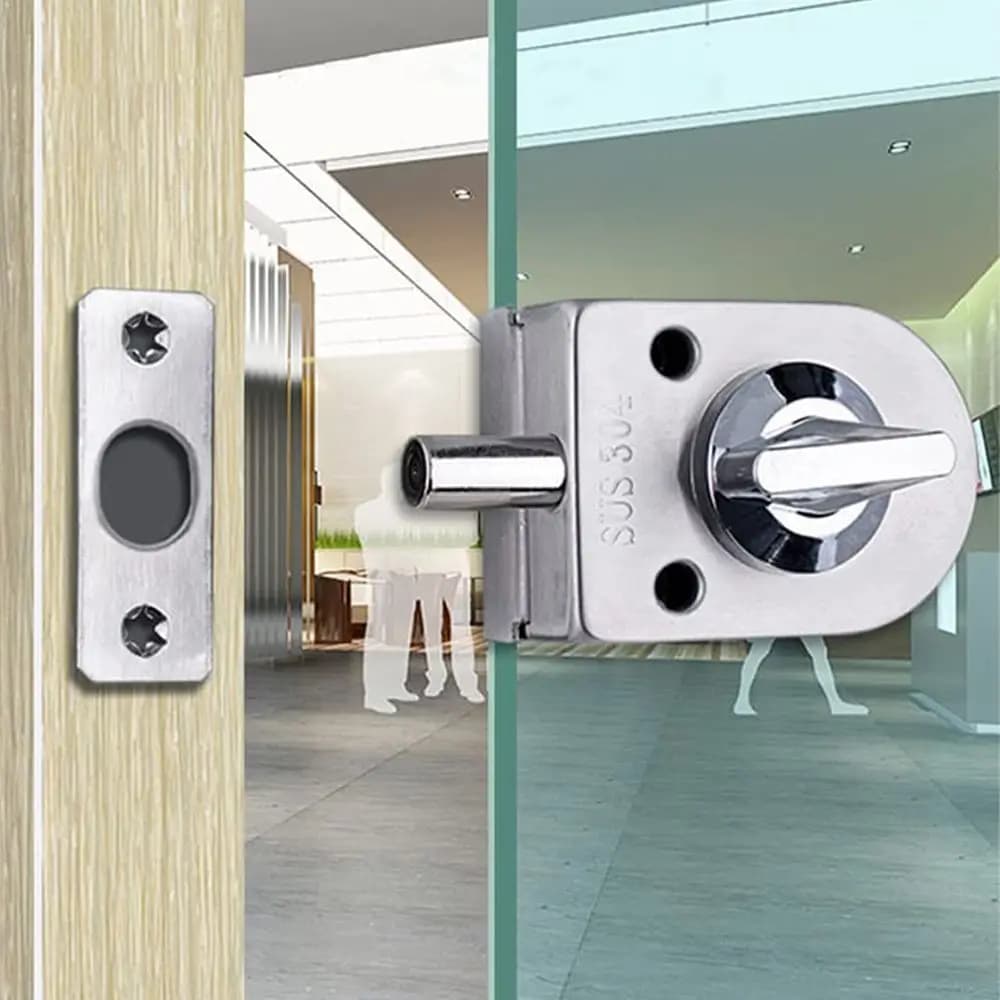 Toilette Negozio Sicurezza domestica Cancello antifurto Chiusura a pavimento Serratura per porta in vetro Manopola a bullone singolo scorrevole