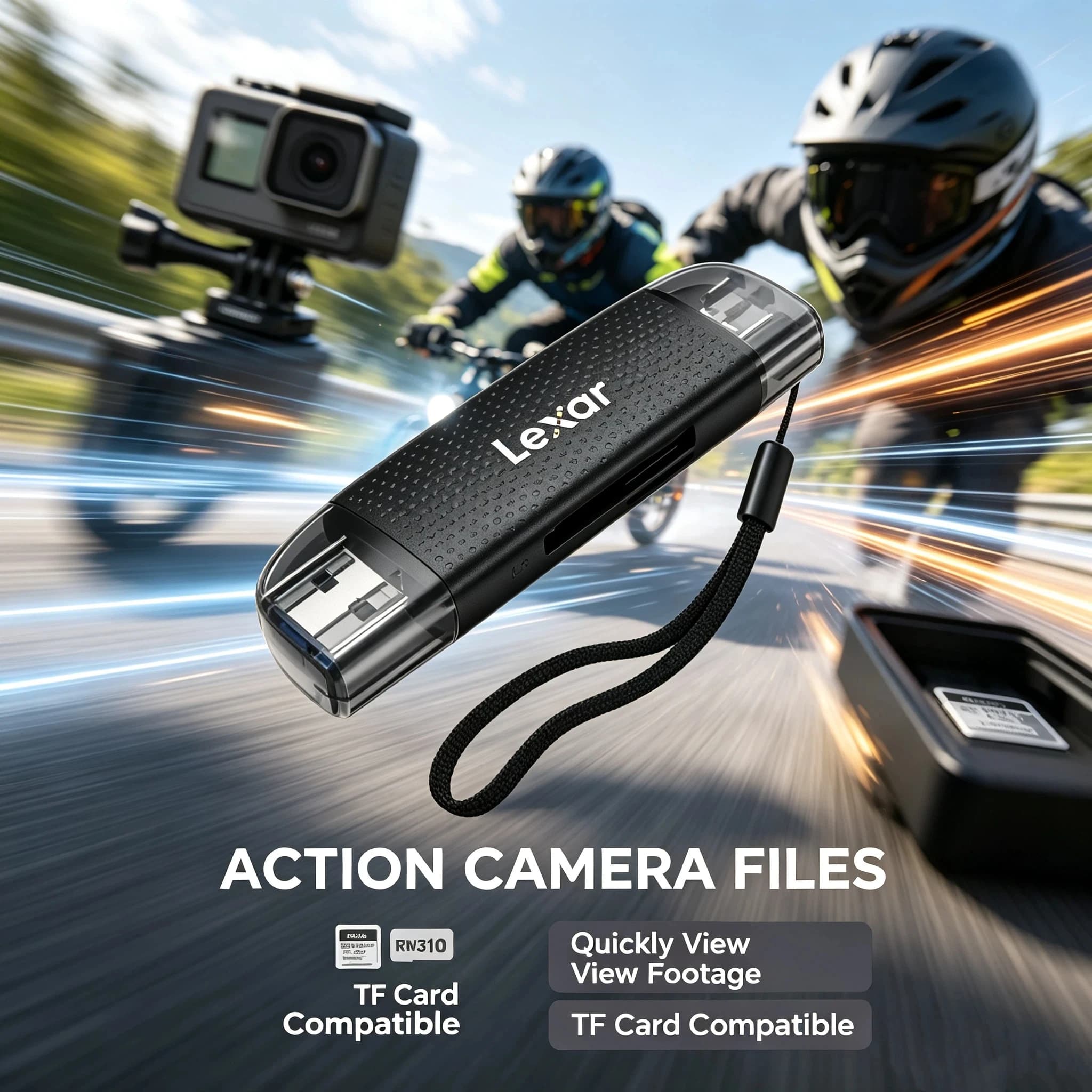 Lexar USB 3.2 Memory Card Reader 205MB/s SD Micro SD TF Dual Slot USB C USB A High Speed Adapter for Camera Phone