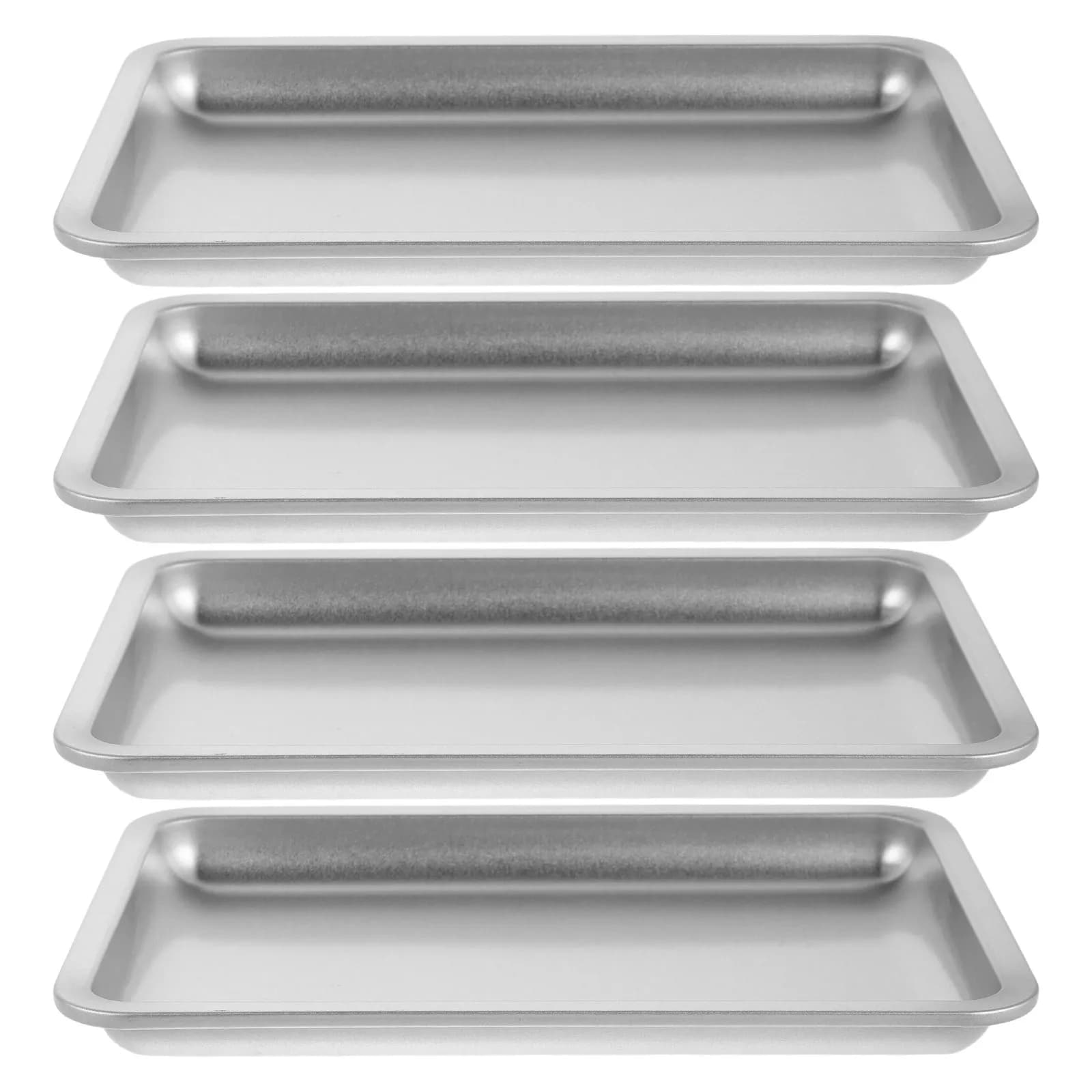 Set di 4 Vassoi Organizzatori per Unghie in Acciaio Inox, Impilabili, per Conservare Attrezzi da Manicure e Nail Art, Ideali per Scrivania e Toeletta