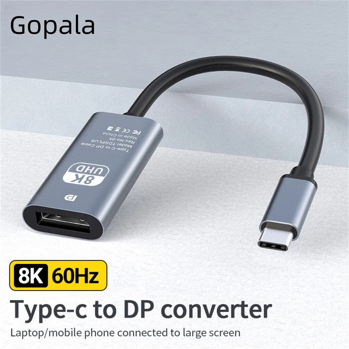 Adattatore USB C a DisplayPort 1.4 8K@60Hz, Convertitore Thunderbolt 4/3 4K@144Hz da Tipo C a DP per MacBook, iPhone 15 16 17, iPad, Laptop