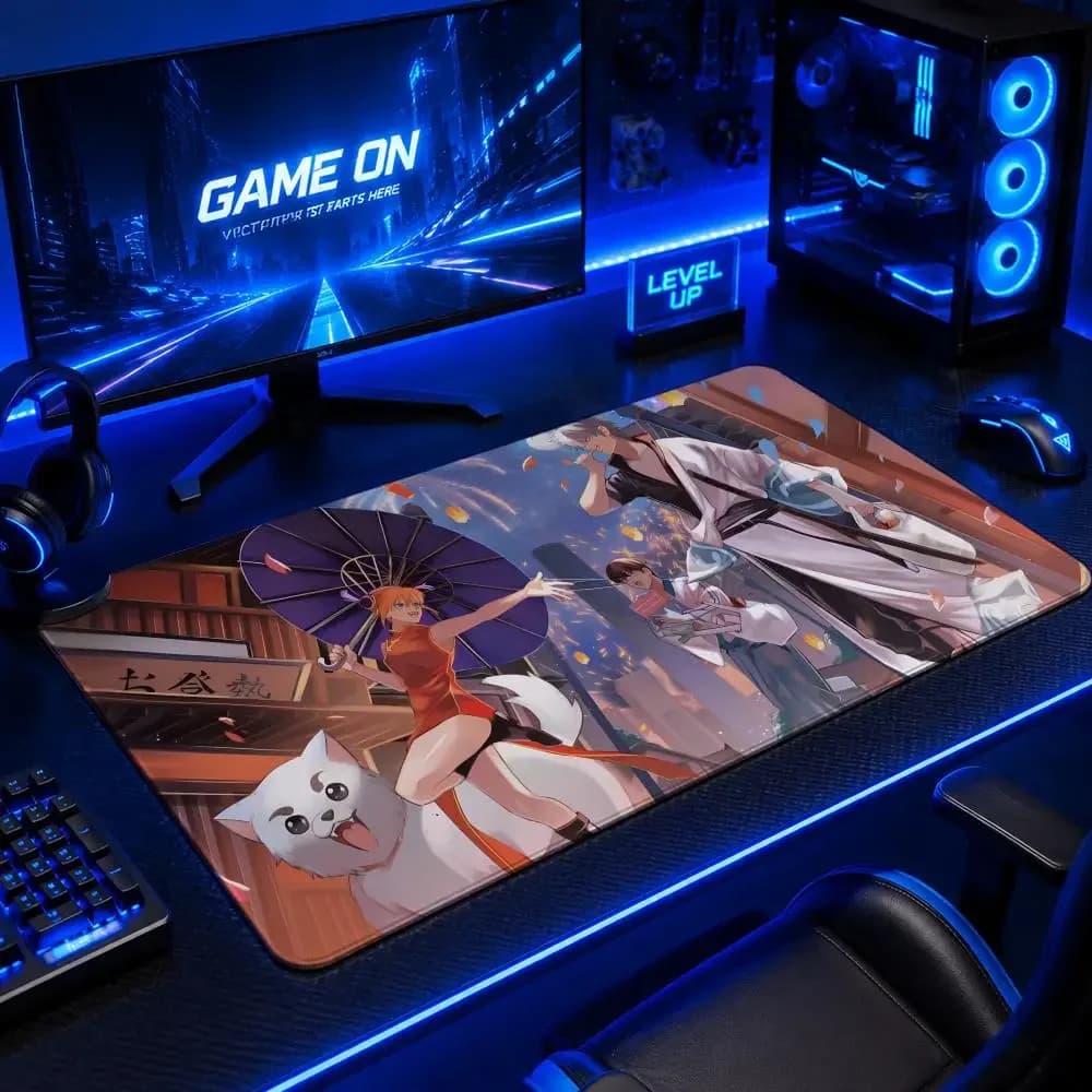 Classic Anime G-GintamaS Mouse Pad Gaming Mouse Pad Desk Mat Waterproof Non-Slip Rubber Base Stitched Edges Office