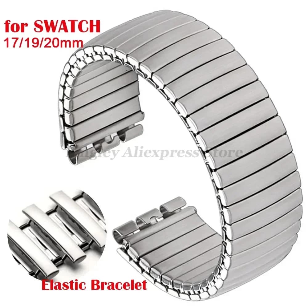 Cinturino elastico in metallo per orologio Swatch 17mm 19mm 20mm Espansione elasticizzata Cinturino in acciaio inossidabile Uomo Donna Accessori per braccialetti