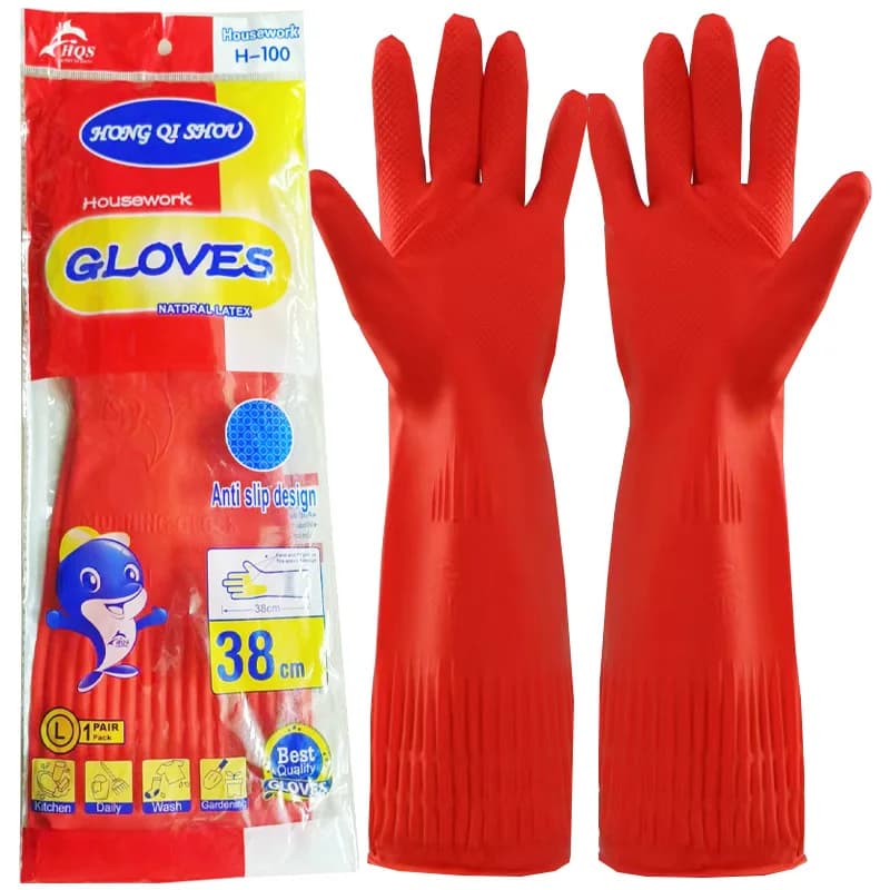 Guanti per lavare i piatti in lattice Guanti resistenti antiscivolo impermeabili in gomma ispessita estesa Pulizia della casa Lavanderia Cucina