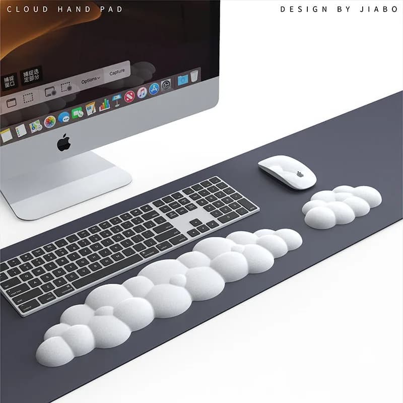 Poggiapolsi a Forma di Nuvola, Tappetino Antiscivolo da Scrivania, Poggiapolsi Ergonomico in Memory Foam, Tappetino per Mouse, Accessori da Ufficio