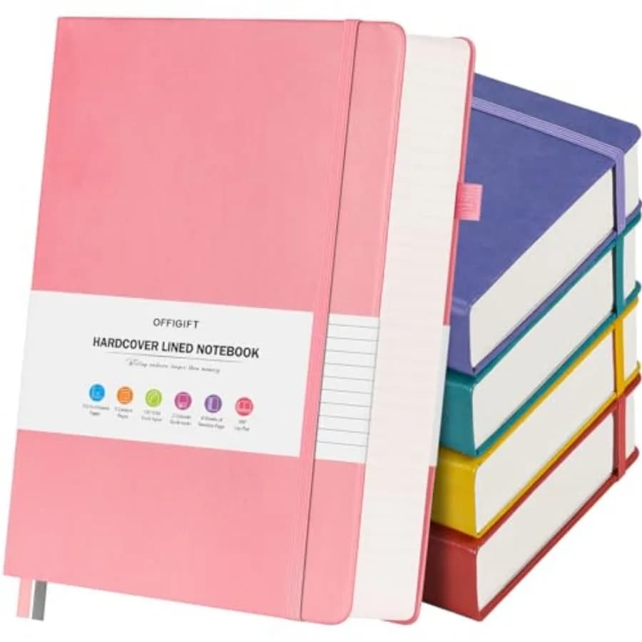 5 Pack Lined Notebook Journal for Women, 32 Numbered Pages Thick Notebooks Bulk, 00gsm No Bleed Paper Hardcover Leather Journal