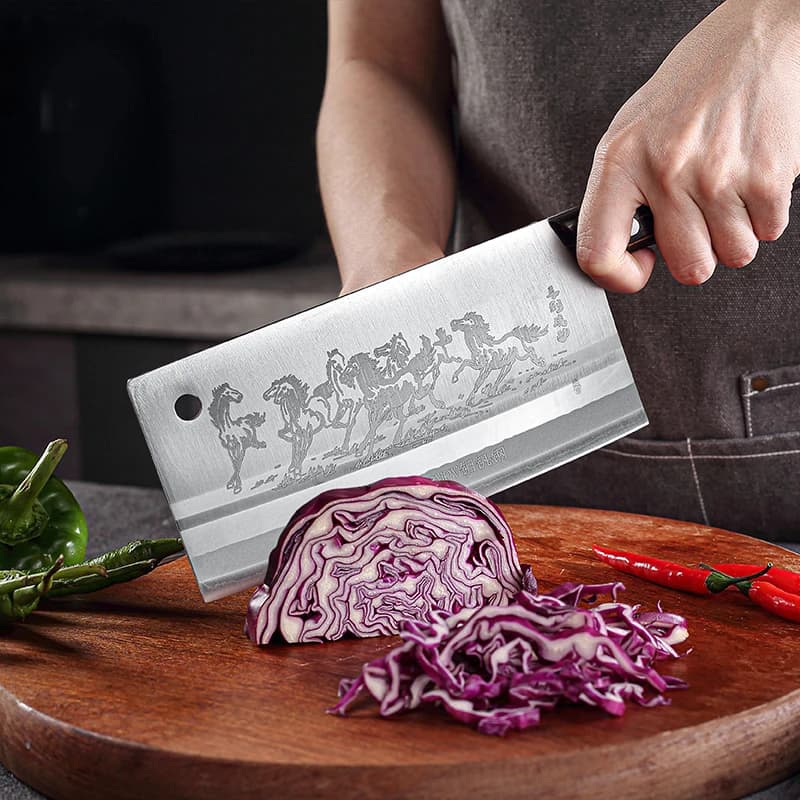 Coltello da cucina in acciaio inossidabile 9Cr18mov Mannaia da chef da 8 pollici per carne, fetta di verdure, rasoio, lama affilata, regalo da cucina