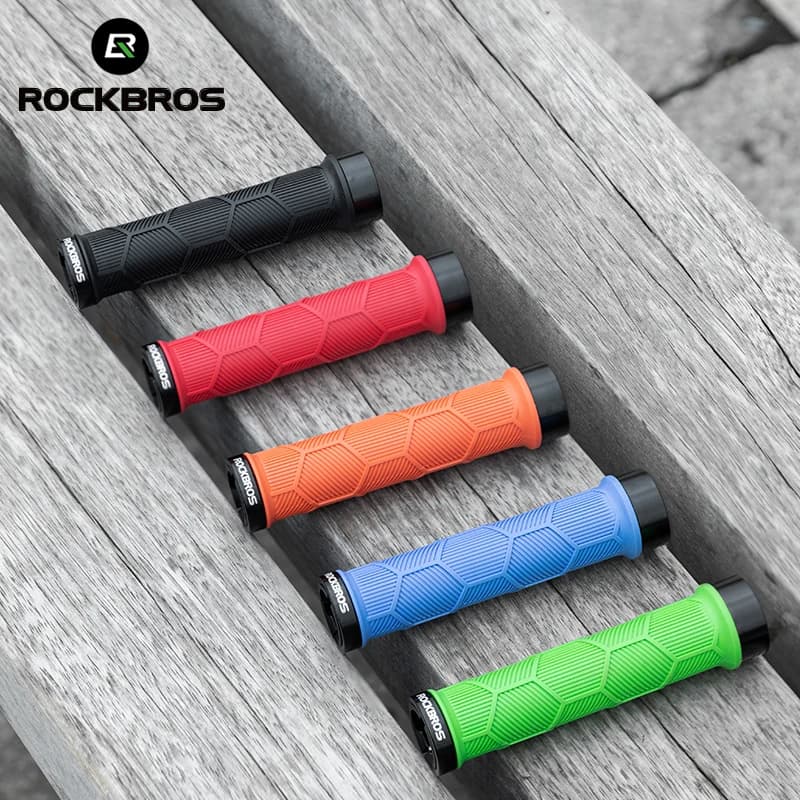 ROCKBROS MTB manopole per bicicletta maniglia per bici antiscivolo in Silicone ultraleggero antiscivolo bilaterale anello di bloccaggio in lega di alluminio accessorio per bici