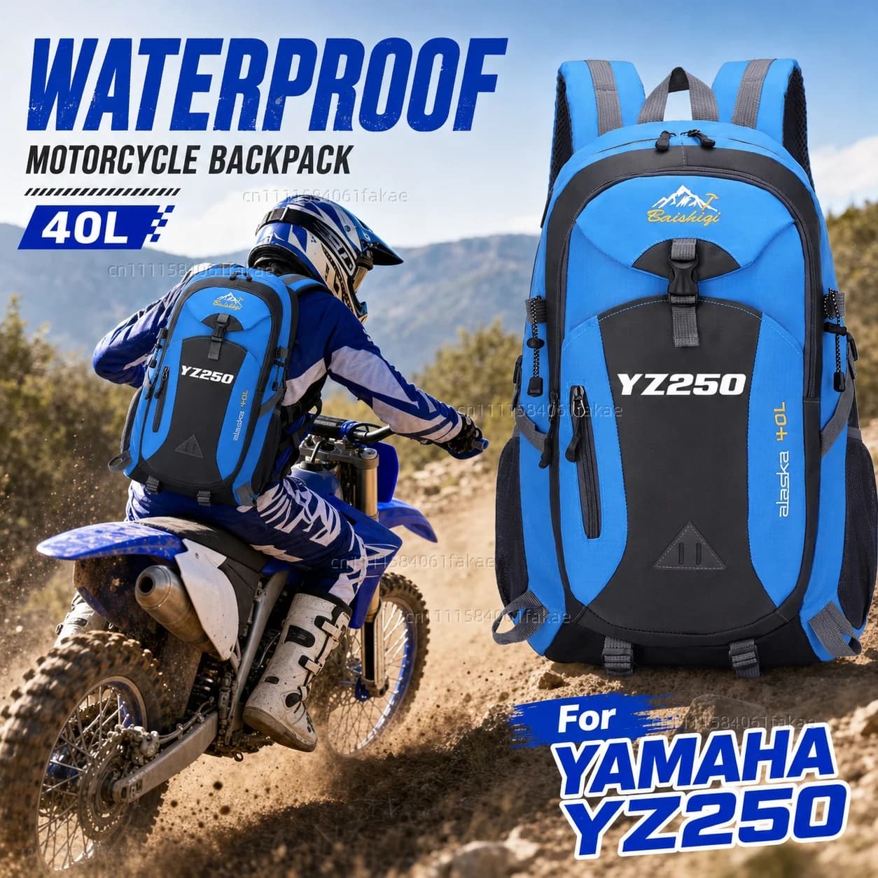 For YAMAHA YZ 250 YZ250 YZ250F YZ250X YZ250FX Motorcycle Backpack 40L Waterproof Travel Backpack Outdoor Hiking Camping Daypack