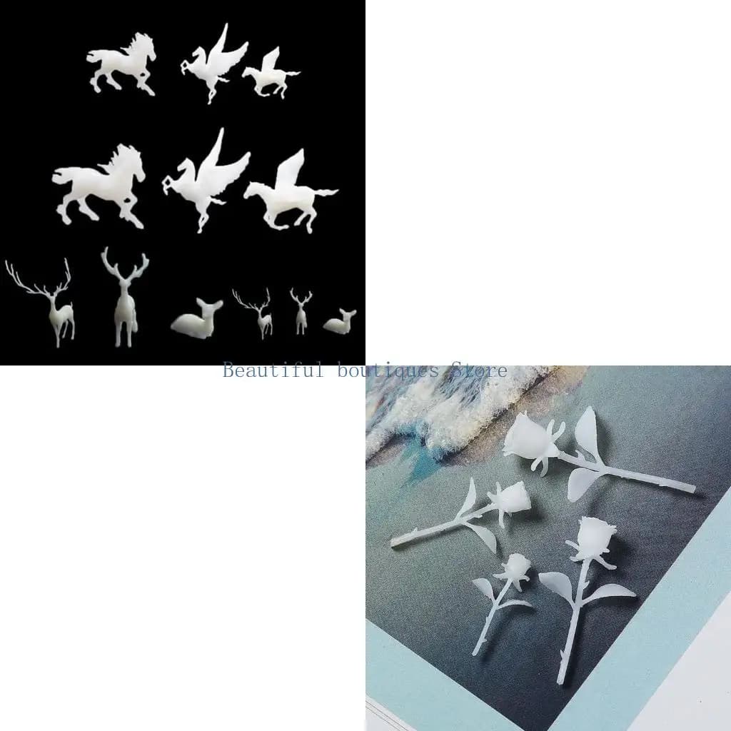 U4LF Mini Rose Resin Filler 3D Handmade Deer Epoxy Resin Mold Filler Filling Models for Jewelry Making Resin Supplies