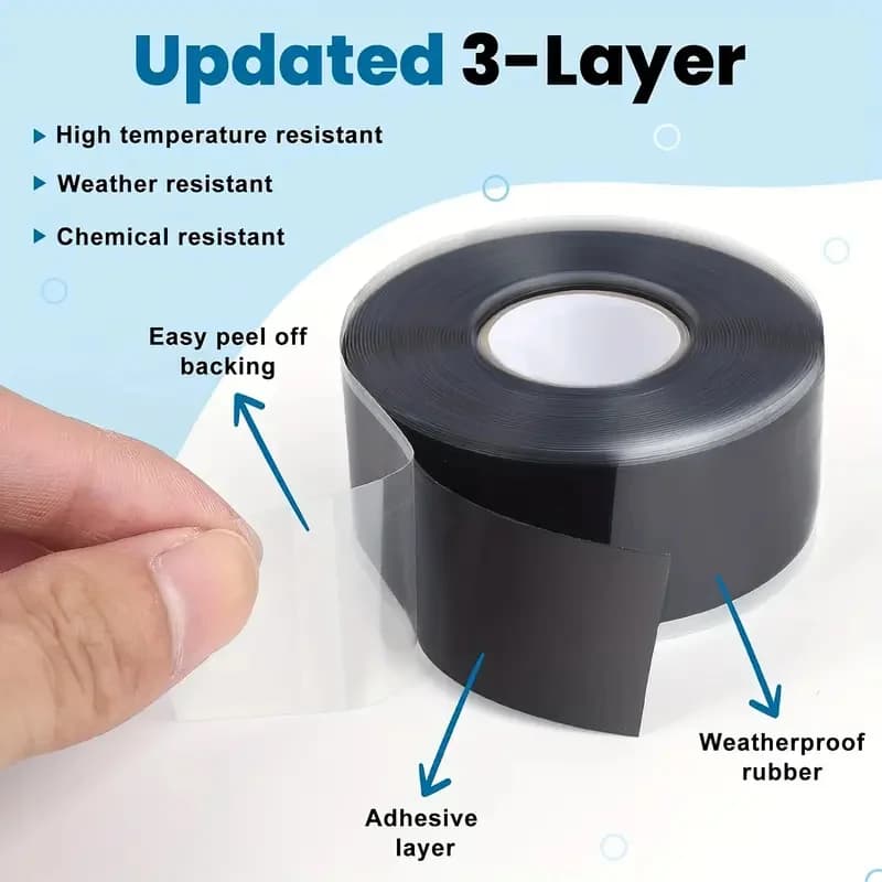 Sealing tape with silicone handle for traction bars, barbells and handlebars, durable gym equipment, pipe repair, cable beam, tool fixing