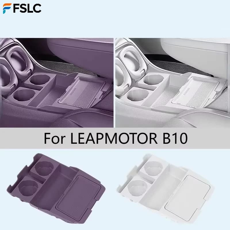 For LEAPMOTOR B10 Center Console Armrest Storage Box with Silicone Pad, Dual-layer Design, Car Interior Modification Accessories