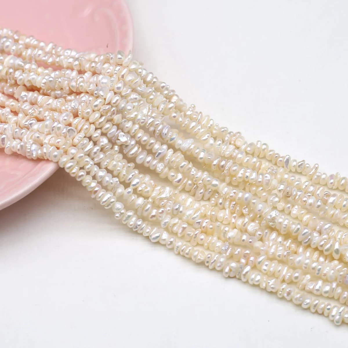 Perle piatte d'acqua dolce naturali da 3/3.5/4mm barocche opposte adatte per la creazione di gioielli accessori per braccialetti collana gioielli fai da te