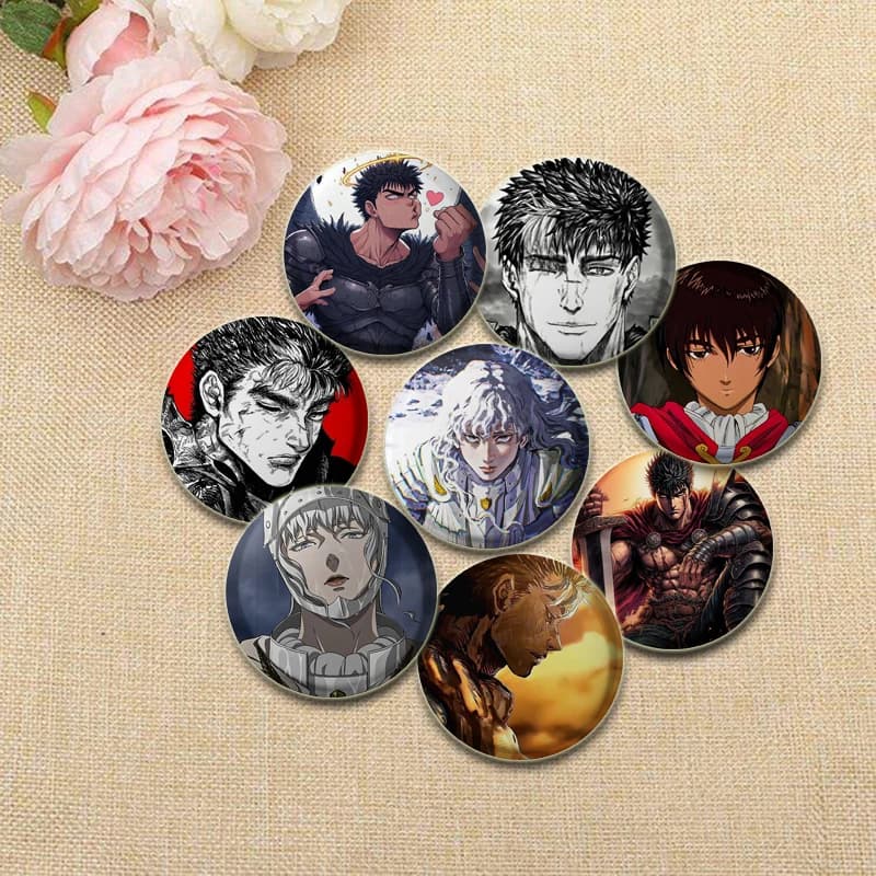Spille Anime budella e Griffith per vestiti distintivi di cartoni animati su zaino spille rotonde in lega accessori per gioielli regali