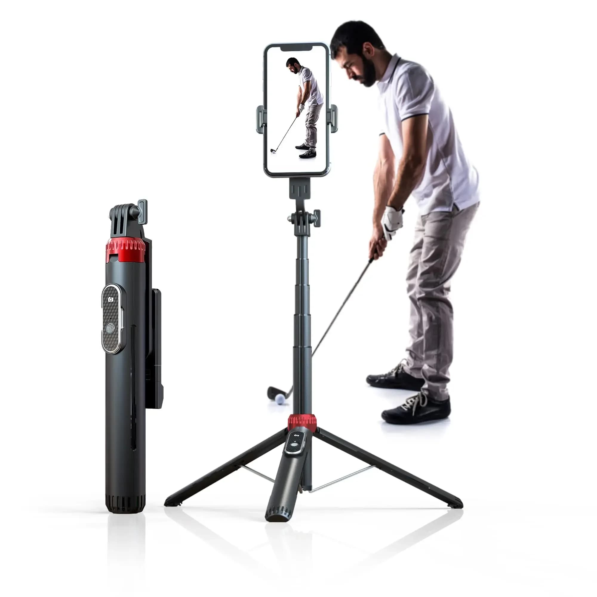 Treppiede per telefono cellulare estensibile con selfie stick da 62" con telecomando wireless e supporto per telefono compatibile con iPhone Android Phone