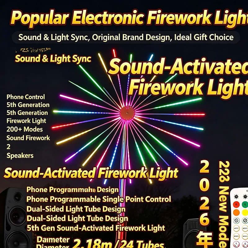2026 Weather‑Resistant Double‑Sided Firework Light, Programmable Dual‑Color Glow, Courtyard Lawn Festival Party Decorative Lamp