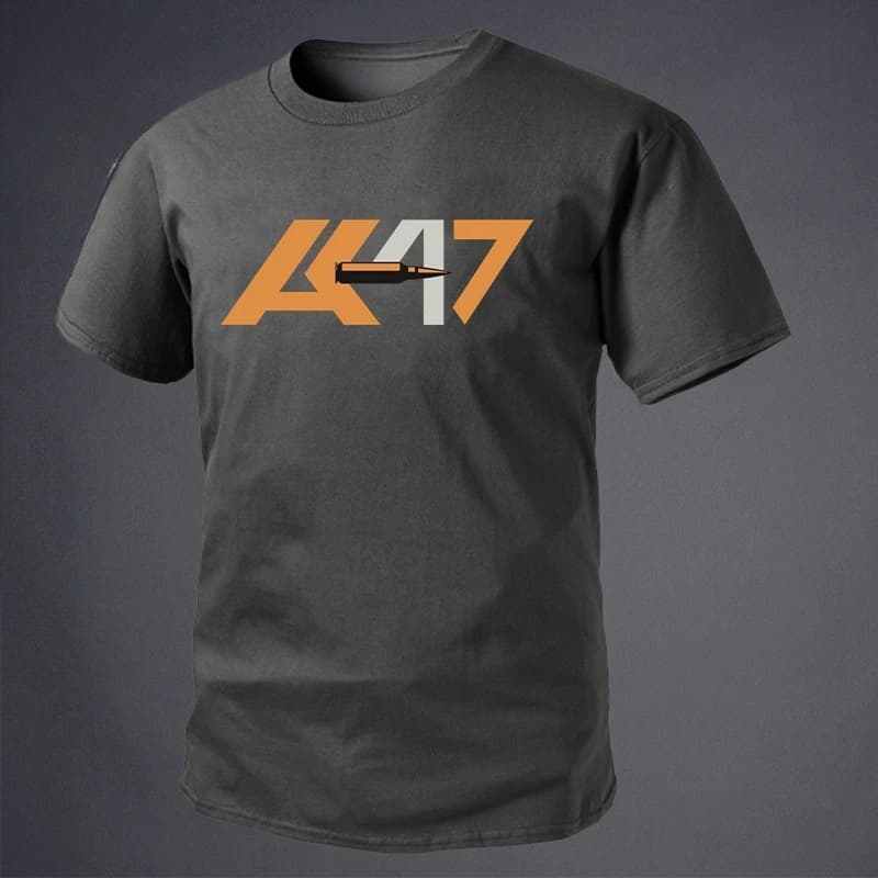 2026 Summer Men's Collection: Light Retro AK47 Cotton-themed Printed Comfortable Round-neck T-shirt for Tough Guys
