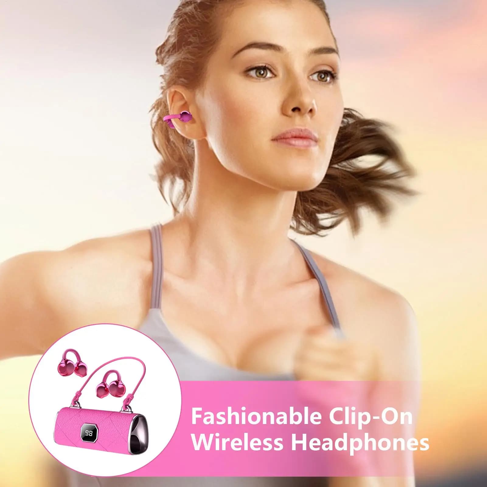 Open earphone earphones bag with clip on headphones earphones Wireless earphones with noise cancellation for girls Women Birthday Racing