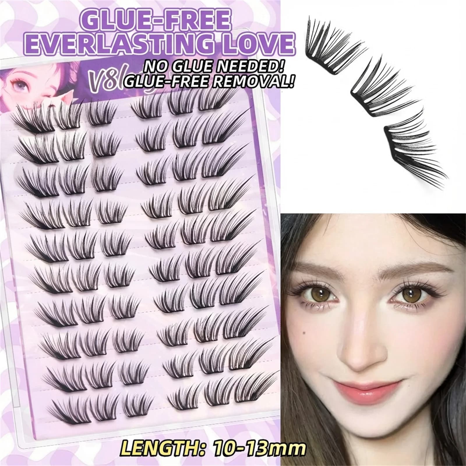 Comics Fake fake eyelashes 8-14mm Mix Curl Extended natural eyelashes Enlarge eyes for women Beginners Easy application