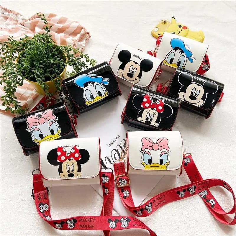 Disney New Style Shoulder Bag Mickey Shoulder bag with cute cartoon Mini square bag for girls Fashionable coin purse