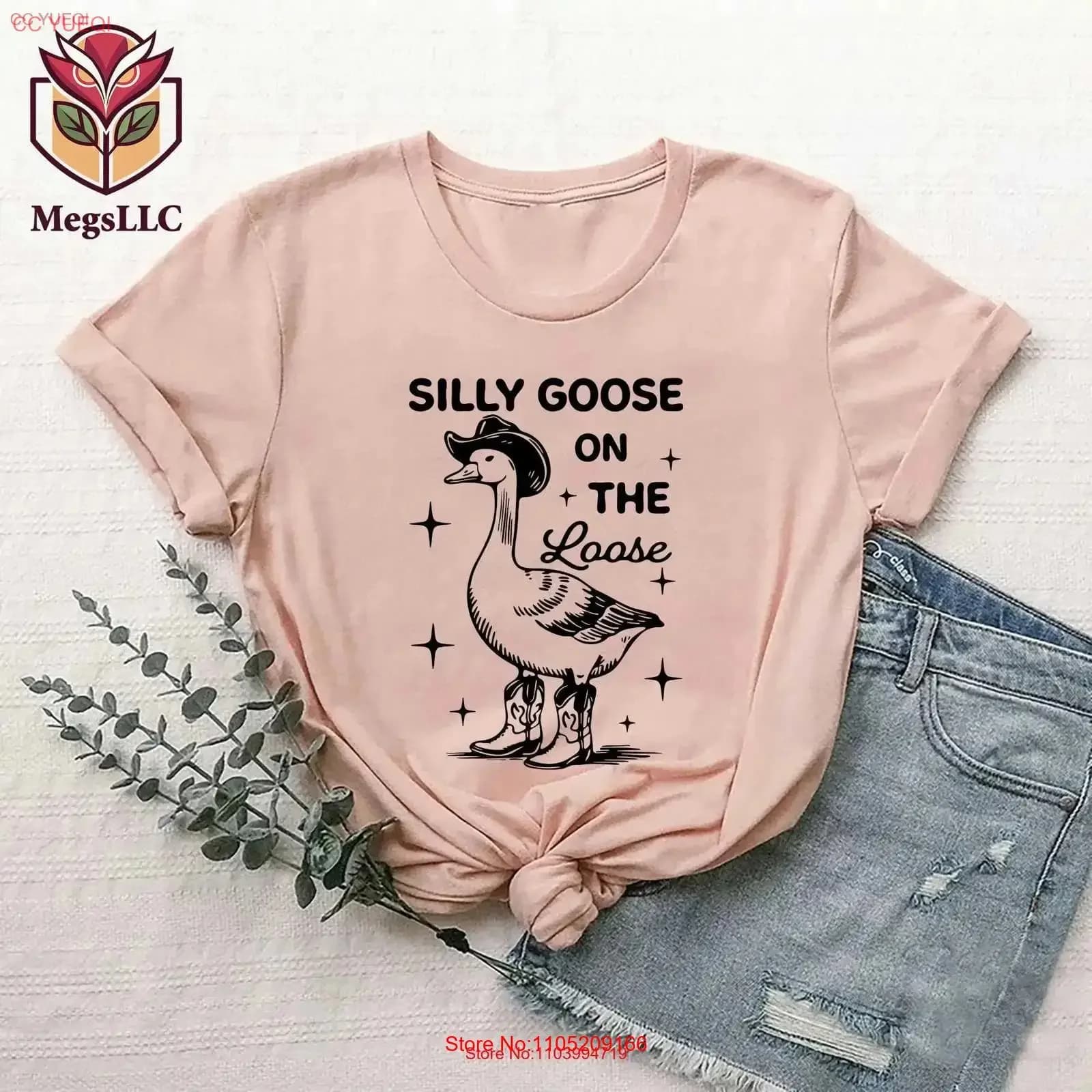 Maglietta Silly Goose On The Loose Cute s per ragazze della fattoria Divertente cowgirl vintage lavato Abiti firmati alla moda Leggermente