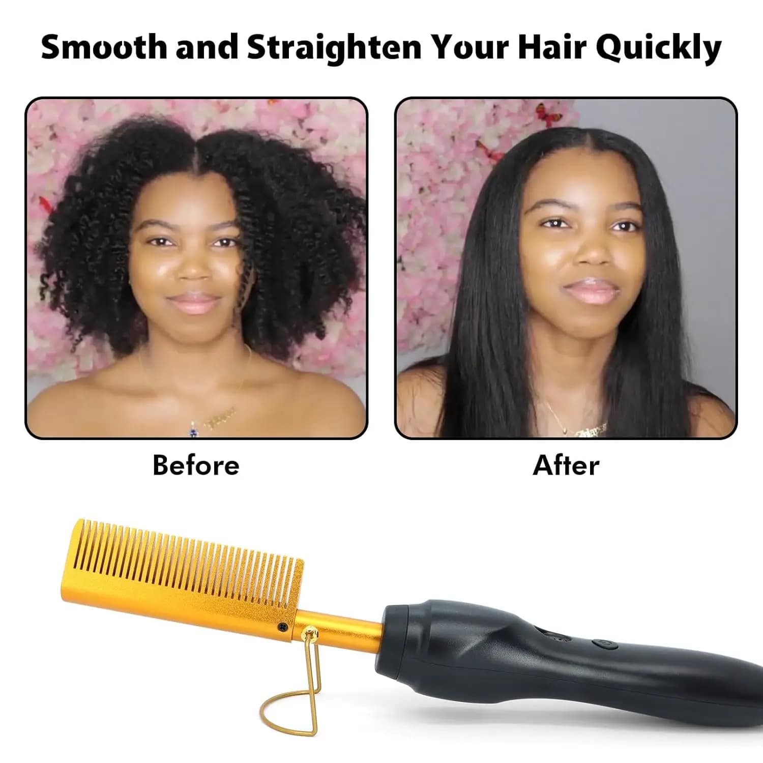Piastra per capelli Ferri da stiro Uso asciutto e bagnato Pettine caldo Riscaldamento Capelli lisci Styler Ferro arricciacapelli Pettine Riscaldamento rapido Pettine a pressa