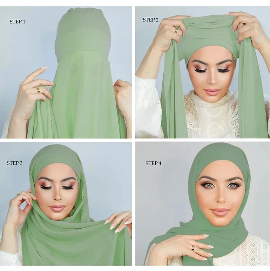 Nuovo Plain Istantaneo Hijab Bubble Chiffon Con Tubo Modale Cap Set Donna Musulmana Hijab Innerscarf Casual Sciarpa Lunga Turbante Islamico