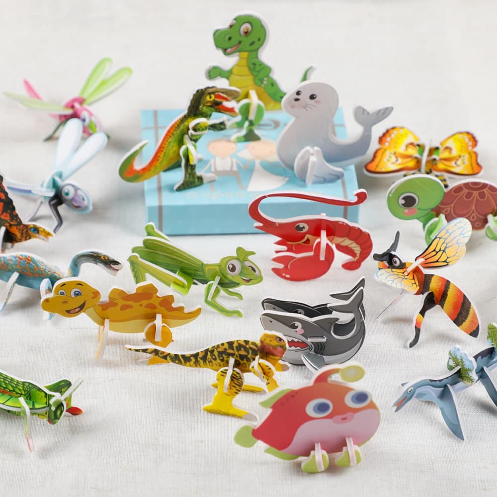 30Pc 3D Dinosauro Insetto Animale Marino Puzzle di Carta Giocattoli Educativi per I Bambini Festa di Compleanno Bomboniere Scuola Premi Pinata