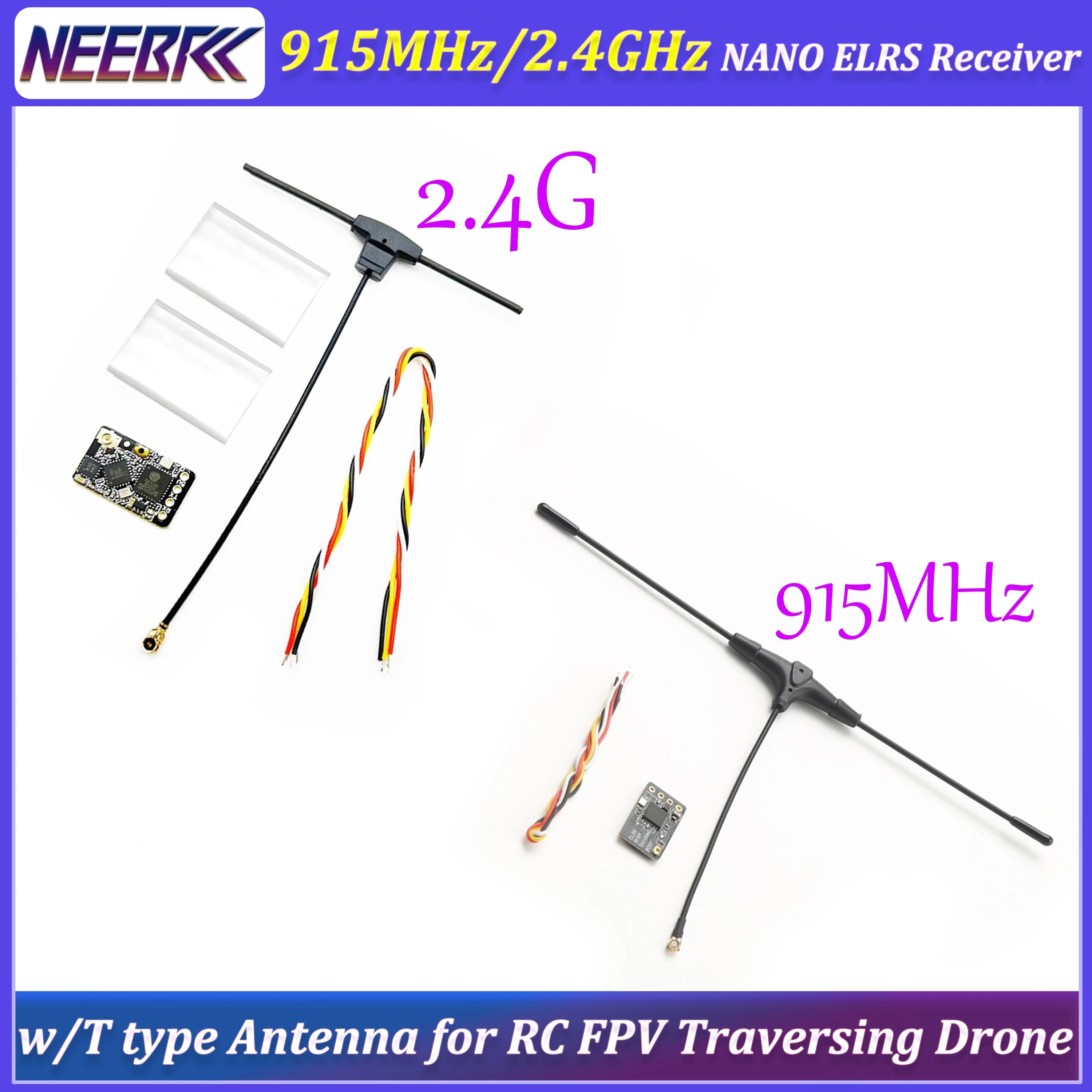 Ricevitore ELRS 915MHz/2.4GHz NANO ExpressLRS con Antenna Tipo T e Upgrade Wi-Fi per Droni FPV a Lungo Raggio