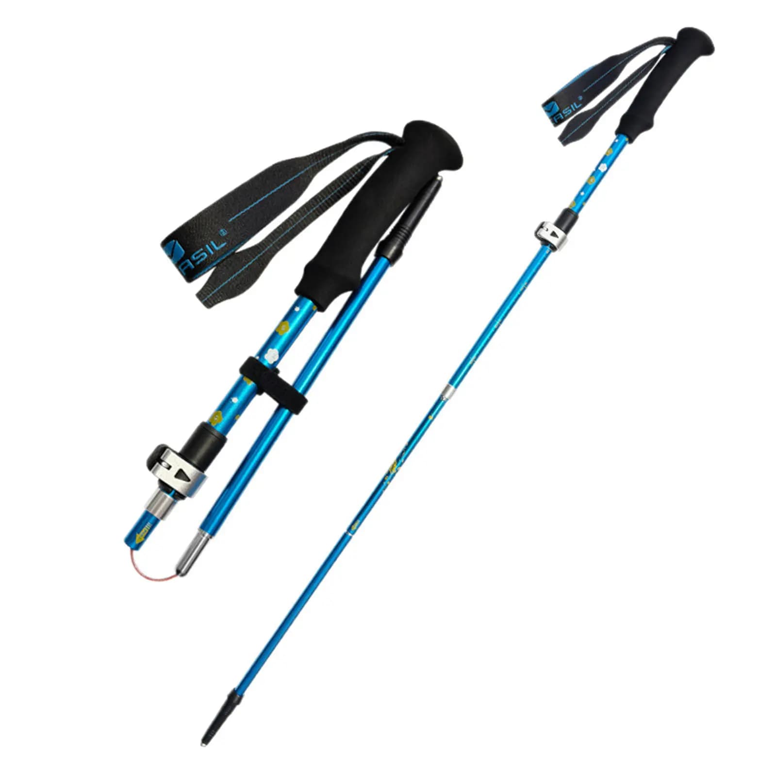 Kids Aluminum Alloy Foldable Trekking Poles Four Section Ultra Lightweight Portable Outdoor Hiking Stick