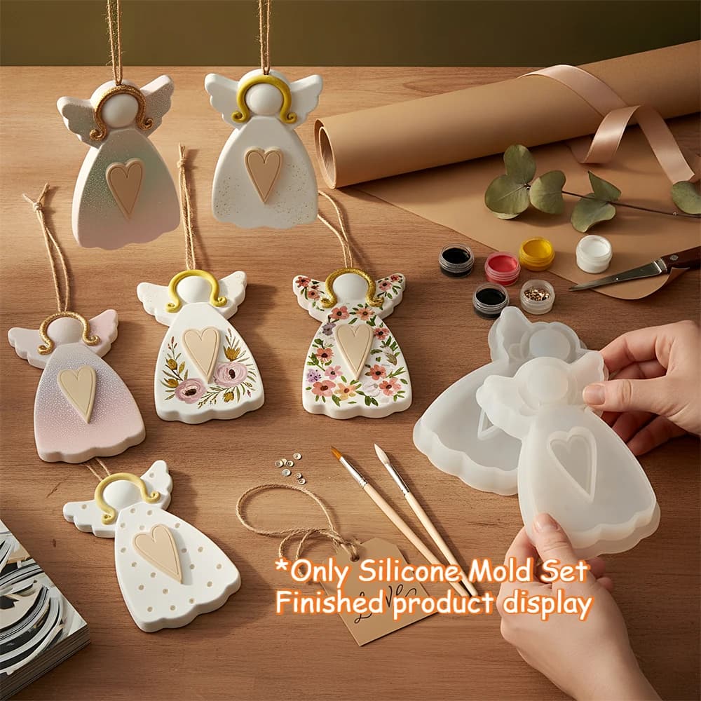 Heart Angel Silicone Mold Kit DIY Epoxy Resin Gypsum Mold for Aroma Plaster Handcraft Home Decoration Gift Making