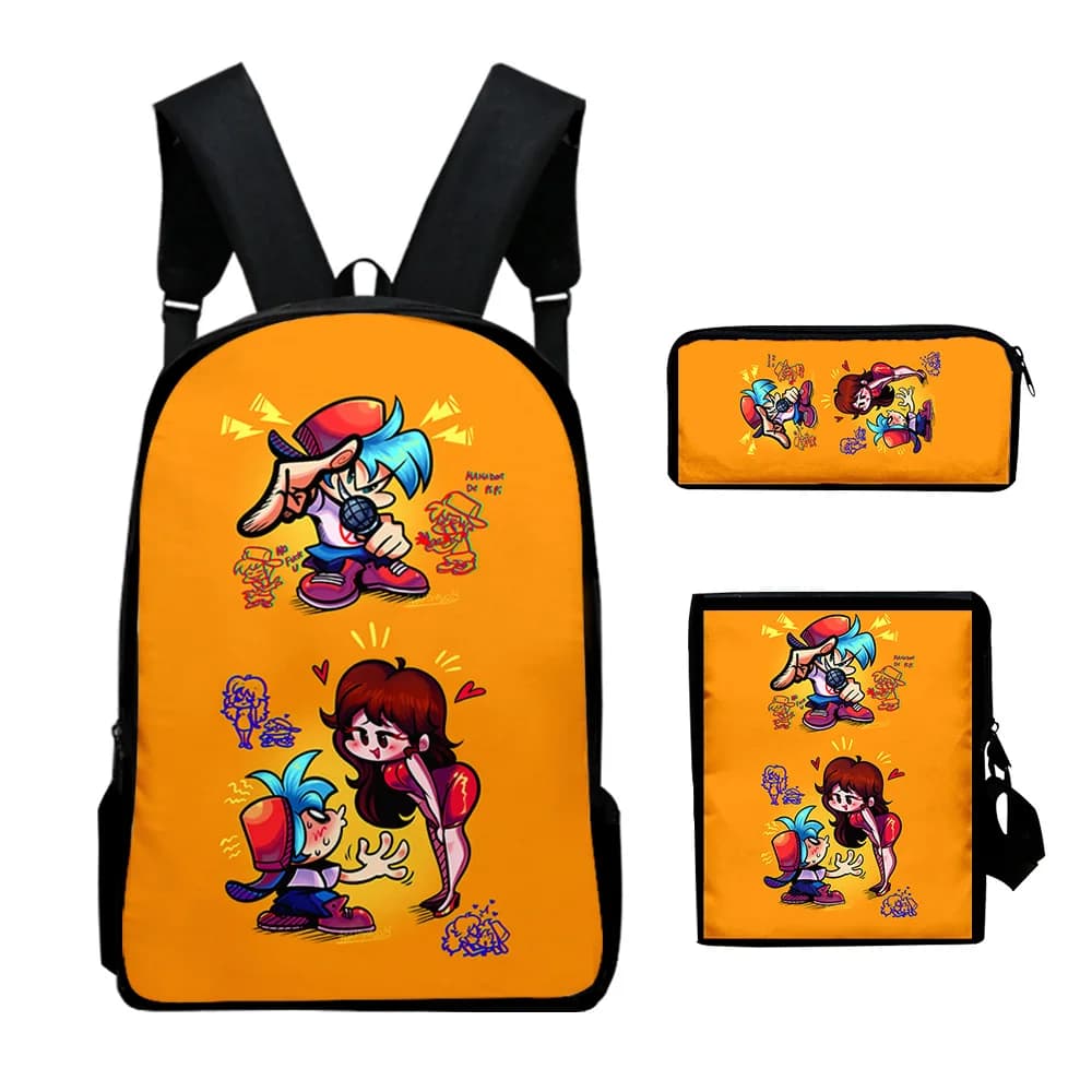 Harajuku Youthful Friday Night Funkin 3D Printed 3pcs/Set Student Travel bags Laptop Daypack Backpack Shoulder Bag Pencil Case