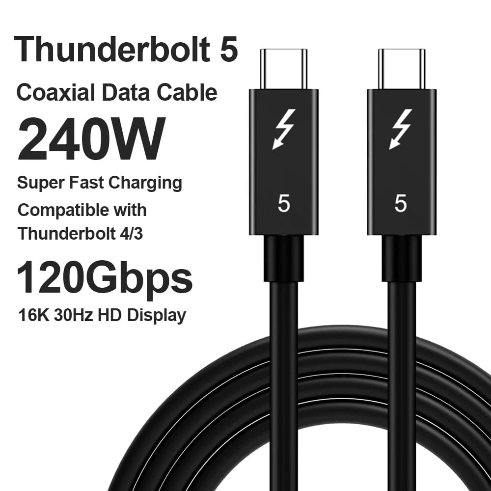 Cavo Dati Thunderbolt 5 4 3 da 240W 120Gbps, Cavo USB C Tipo C per Ricarica Rapida 5A per iPhone 15 16 17 Air SSD Tablet Laptop MacBook