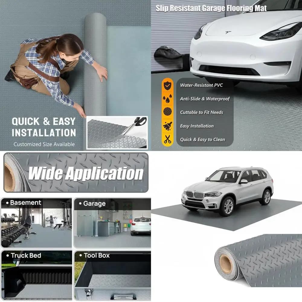 Reinforced PVC Garage Mat, Waterproof Car Anti-slip Protection, Trailers, SUVs, Basement, Gyms (2,1m x 3m)
