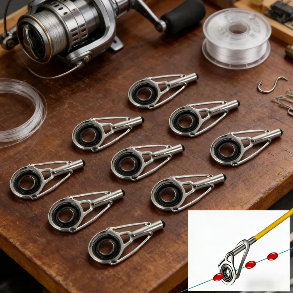 10 Pieces Rings Metal Guide for Fishing Cane, Porcelain Rings for Cane Repair, Fishing Cane Accessories, Fishing Equipment, Fishing, Fishing