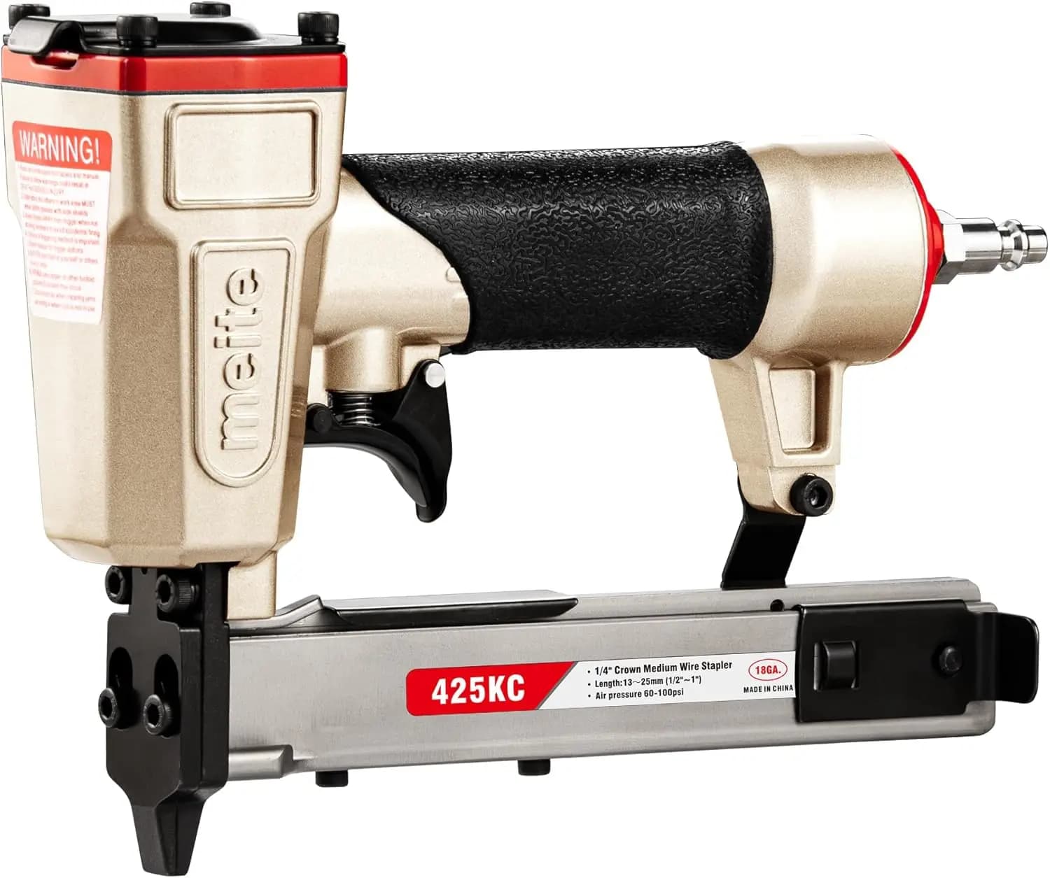 Graffettatrice a Corona Stretta Calibro 18, Corona da 1/4", Graffette da 1/2"-1", Pistola Graffettatrice Pneumatica Resistente per Legno, Mobili, Tessuti, Pelle