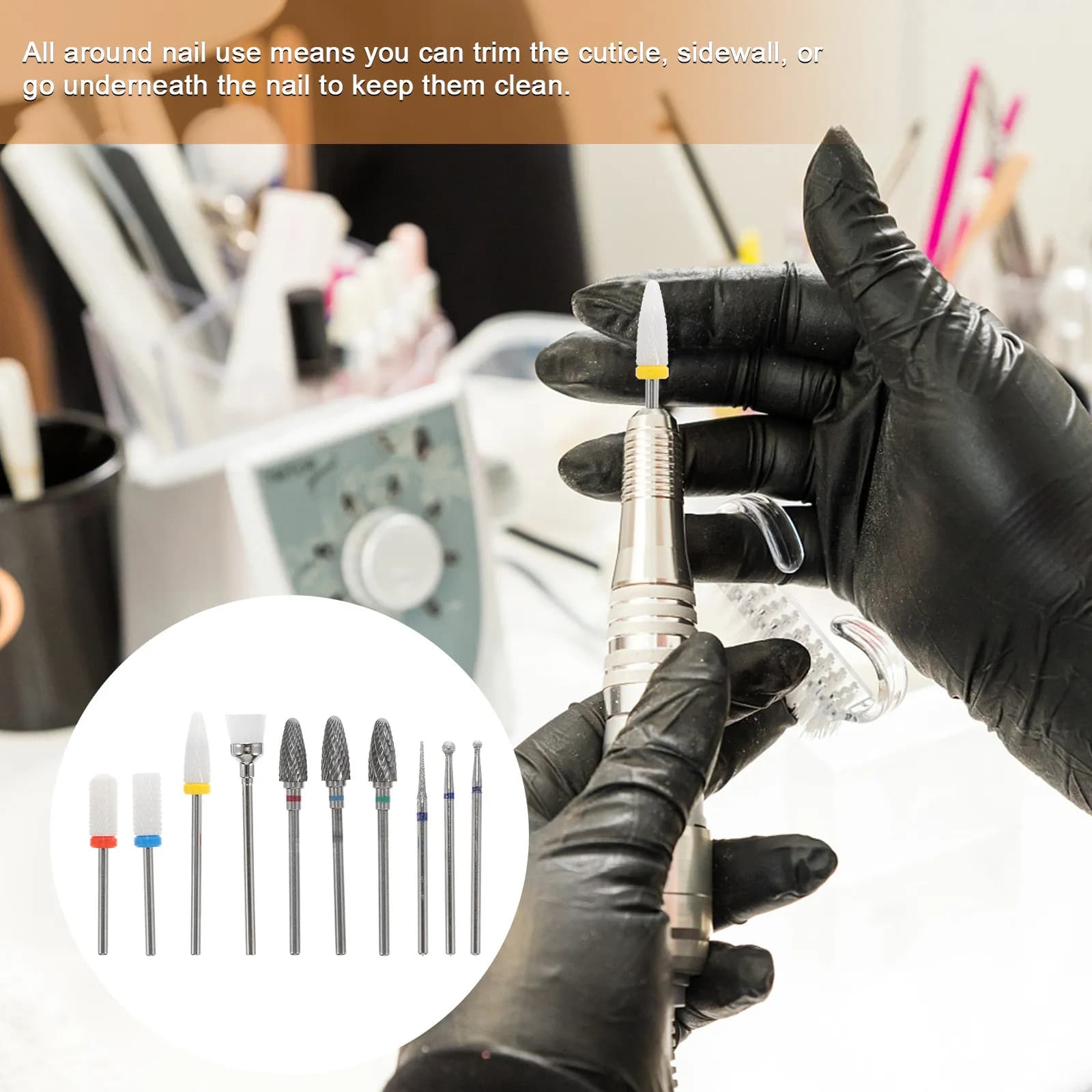 Set di 10 Punte in Acciaio al Tungsteno per Lucidatura e Levigatura Unghie, Strumenti Professionali per Manicure e Nail Art, per Uso Domestico e Salone