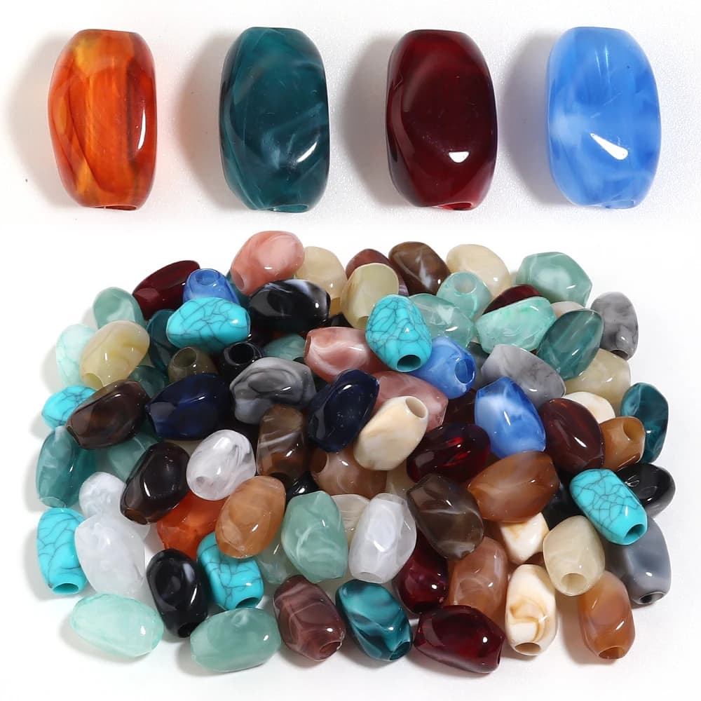 30pcs/lot Multicolor Irregular Acrylic Beads Two-Tone Big Hole Loose Spacer Beads DIY Bracelet Necklace Jewelry Making Supplies