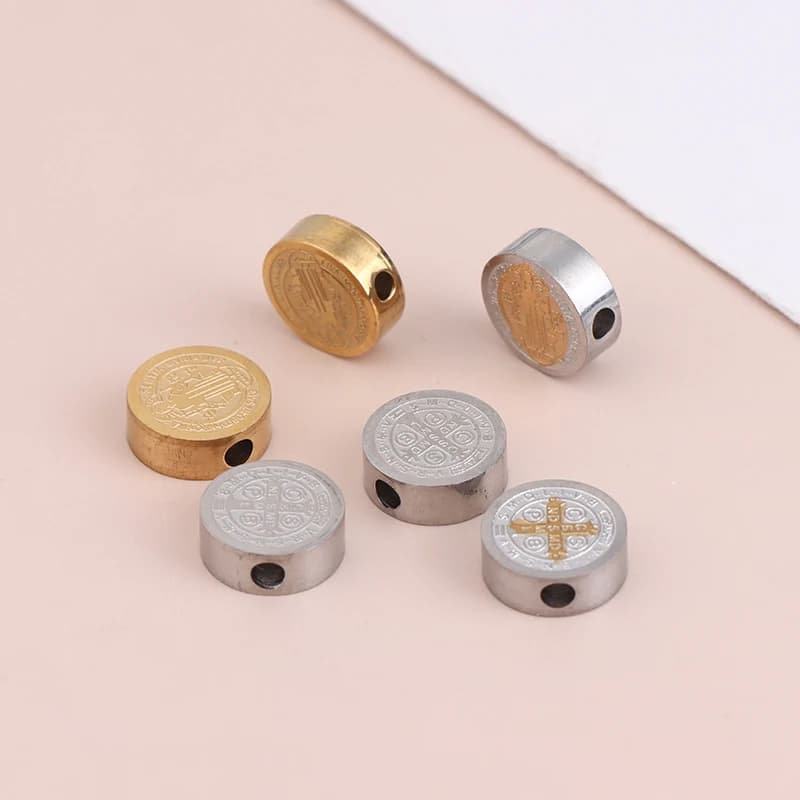 [HS]5Pcs Stainless Steel 8mm Cross Loose Beads Spacer Beads Bulk For Necklace Bracelet Making DIY Handmade Jewelry Accessories.
