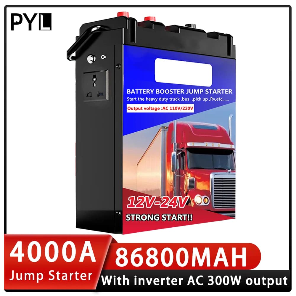 Camion 24V 86800mAh 2000A 4000A Auto Jump Starter 12V Auto Battery Booster multifunzione 300W 110V 220V AC Power Bank portatile