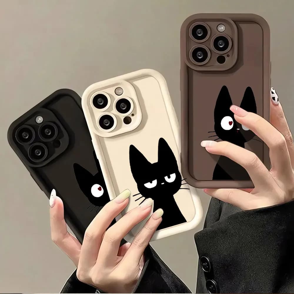 Custodia morbida quadrata per Apple iPhone 13 Mini 8 7 XR 15ProMax 12 Pro SE 11 Pro 14 Plus XS Max Cute Lucky Cat Capa Cover