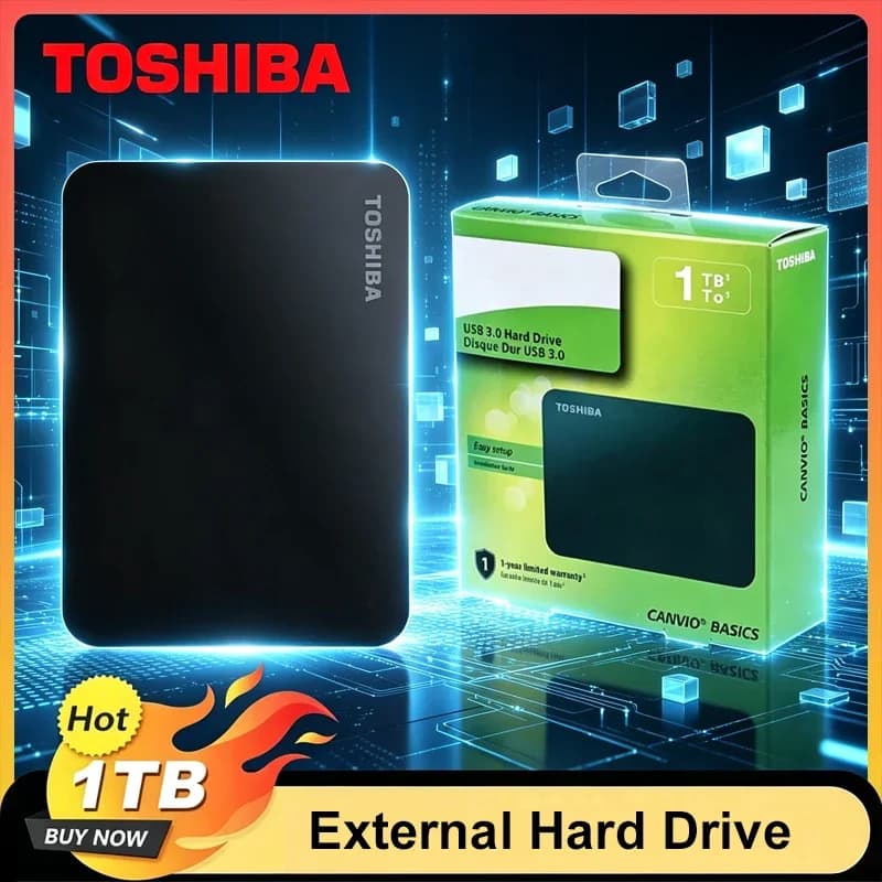 Toshiba A3 HDTB420XK3AA Canvio Basics 1TB Portable External Hard Drive USB 3.0, Black